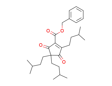 Molecular Structure of 63832-15-5 (1-Cyclopentene-1-carboxylic acid, 2,4,4-tris(3-methylbutyl)-3,5-dioxo-,
phenylmethyl ester)