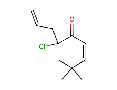 Molecular Structure of 63577-33-3 (2-Cyclohexen-1-one, 6-chloro-4,4-dimethyl-6-(2-propenyl)-)