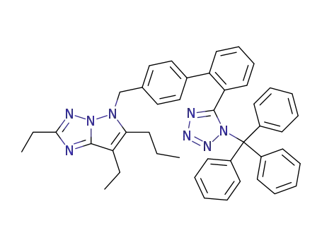 Molecular Structure of 1025964-05-9 (2,7-Diethyl-6-propyl-5-[2'-(1-trityl-1H-tetrazol-5-yl)-biphenyl-4-ylmethyl]-5H-pyrazolo[1,5-b][1,2,4]triazole)