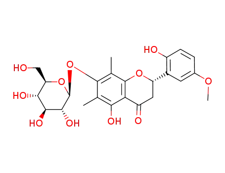 Molecular Structure of 203734-34-3 ((2S)-5-hydroxy-2-(2-hydroxy-5-methoxyphenyl)-6,8-dimethyl-4-oxo-3,4-dihydro-2H-chromen-7-yl beta-D-glucopyranoside)