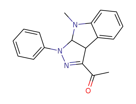 Molecular Structure of 24086-23-5 (1-(8-methyl-1-phenyl-1,3a,8,8a-tetrahydro-pyrazolo[3,4-<i>b</i>]indol-3-yl)-ethanone)