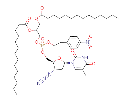 Tetradecanoic acid 2-{[(2S,3S,5R)-3-azido-5-(5-methyl-2,4-dioxo-3,4-dihydro-2H-pyrimidin-1-yl)-tetrahydro-furan-2-ylmethoxy]-[2-(4-nitro-phenyl)-ethoxy]-phosphoryloxy}-1-tetradecanoyloxymethyl-ethyl ester