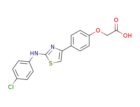 Molecular Structure of 168127-38-6 (2-[4-[2-[(4-chlorophenyl)amino]-1,3-thiazol-4-yl]phenoxy]acetic acid)