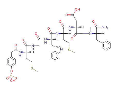 N-{[4-(sulfooxy)phenyl]acetyl}-L-methionylglycyl-L-tryptophyl-L-methionyl-N-[(2S)-2-(methylamino)-3-phenylpropanoyl]-L-alpha-asparagine