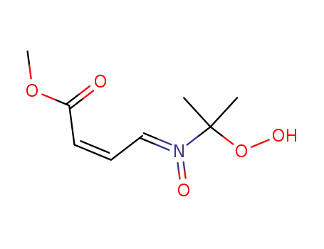 Molecular Structure of 183586-24-5 (2-Butenoic acid, 4-[(1-hydroperoxy-1-methylethyl)oxidoimino]-, methyl
ester, (Z,Z)-)