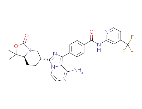 4-{8-amino-3-[(6R,8aS)-1,1-dimethyl-3-oxohexahydro[1,3]oxazolo[3,4-a]pyridin-6-yl]imidazo[1,5-a]pyrazin-1-yl}-N-[4-(trifluoromethyl)pyridin-2-yl]benzamide