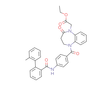 Molecular Structure of 168047-47-0 (1-Ethoxycarbonylmethyl-5-{4-[2-(2-methylphenyl)benzoylamino]benzoyl}-1,3,4,5-tetrahydro-1,5-benzodiazepin-2(2H)-one)