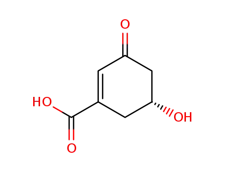 Molecular Structure of 232952-08-8 (1-Cyclohexene-1-carboxylicacid,5-hydroxy-3-oxo-,(5R)-(9CI))