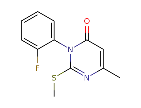 Molecular Structure of 89089-61-2 (4(3H)-Pyrimidinone, 3-(2-fluorophenyl)-6-methyl-2-(methylthio)-)