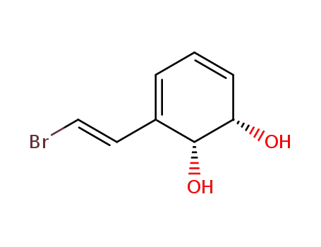 Molecular Structure of 246048-76-0 (3,5-Cyclohexadiene-1,2-diol, 3-[(1E)-2-bromoethenyl]-, (1S,2R)- (9CI))