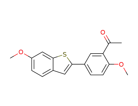 Molecular Structure of 414861-53-3 (1-[2-methoxy-5-(6-methoxy-benzo[<i>b</i>]thiophen-2-yl)-phenyl]-ethanone)