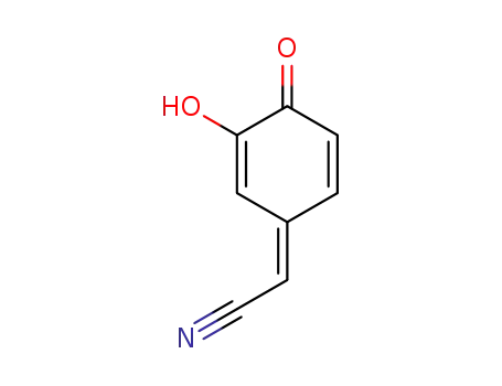 Molecular Structure of 643727-00-8 (Acetonitrile, (3-hydroxy-4-oxo-2,5-cyclohexadien-1-ylidene)-, (2E)- (9CI))