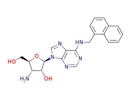 Molecular Structure of 676558-83-1 ((2R,3R,4S,5S)-4-Amino-5-hydroxymethyl-2-{6-[(naphthalen-1-ylmethyl)-amino]-purin-9-yl}-tetrahydro-furan-3-ol)