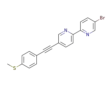 Molecular Structure of 851130-22-8 (2,2'-Bipyridine, 5-bromo-5'-[[4-(methylthio)phenyl]ethynyl]-)