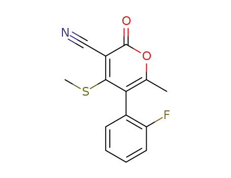 5-(2-fluoro-phenyl)-6-methyl-4-methylsulfanyl-2-oxo-2<i>H</i>-pyran-3-carbonitrile