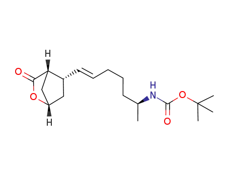 Molecular Structure of 943861-08-3 (tert-butyl N-(1S,5E)-1-methyl-6-[(1S,4R,5S)-3-oxo-2-oxabicyclo[2.2.1]hept-5-yl]-5-hexenylcarbamate)