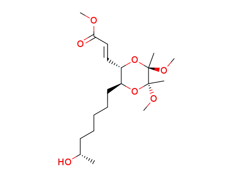 Molecular Structure of 878130-03-1 (2-Propenoic acid,
3-[(2S,3S,5R,6R)-3-[(6S)-6-hydroxyheptyl]-5,6-dimethoxy-5,6-dimethyl-
1,4-dioxan-2-yl]-, methyl ester, (2E)-)