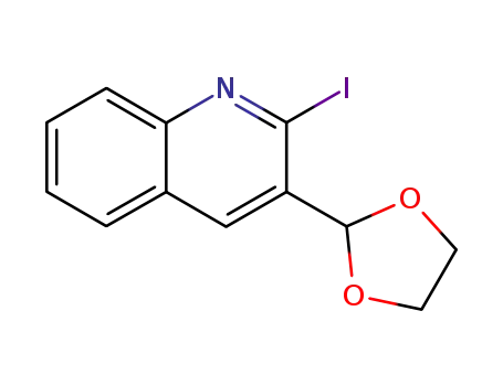 Molecular Structure of 111877-76-0 (Quinoline, 3-(1,3-dioxolan-2-yl)-2-iodo-)