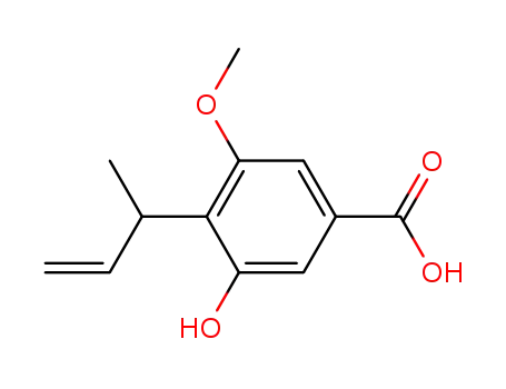 Molecular Structure of 81184-33-0 (4-(But-3-en-2-yl)-3-hydroxy-5-Methoxybenzoic acid)
