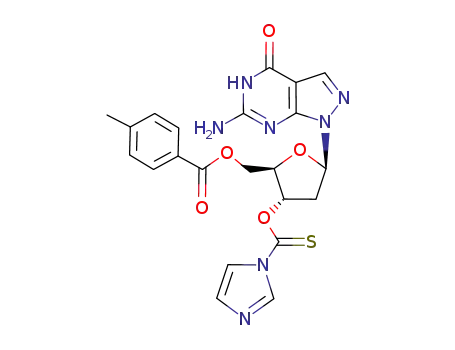 4-Methyl-benzoic acid (2R,3S,5R)-5-(6-amino-4-oxo-4,5-dihydro-pyrazolo[3,4-d]pyrimidin-1-yl)-3-(imidazole-1-carbothioyloxy)-tetrahydro-furan-2-ylmethyl ester