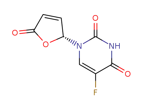 Molecular Structure of 73364-37-1 (5-fluoro-1-[(2R)-5-oxo-2,5-dihydrofuran-2-yl]pyrimidine-2,4(1H,3H)-dione)