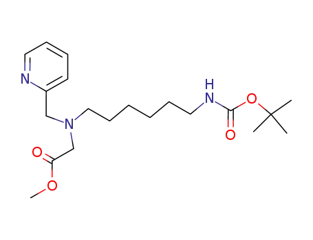 Molecular Structure of 827306-60-5 (Glycine,
N-[6-[[(1,1-dimethylethoxy)carbonyl]amino]hexyl]-N-(2-pyridinylmethyl)-,
methyl ester)