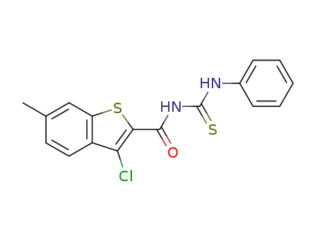 Molecular Structure of 725712-43-6 (1-(3-chloro-6-methyl-benzo[<i>b</i>]thiophene-2-carbonyl)-3-phenyl-thiourea)