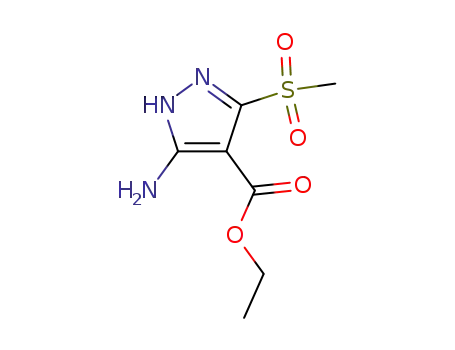 Molecular Structure of 62390-94-7 (1H-Pyrazole-4-carboxylic acid, 3-amino-5-(methylsulfonyl)-, ethyl ester)