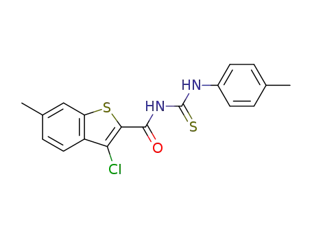 Molecular Structure of 725712-44-7 (1-(3-chloro-6-methyl-benzo[<i>b</i>]thiophene-2-carbonyl)-3-<i>p</i>-tolyl-thiourea)