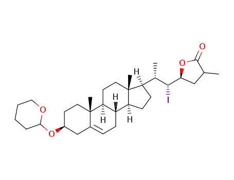 (S)-5-{(1R,2S)-2-[(3S,8S,9S,10R,13S,14S,17R)-10,13-Dimethyl-3-(tetrahydro-pyran-2-yloxy)-2,3,4,7,8,9,10,11,12,13,14,15,16,17-tetradecahydro-1H-cyclopenta[a]phenanthren-17-yl]-1-iodo-propyl}-3-methyl-dihydro-furan-2-one