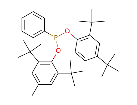 Molecular Structure of 72102-70-6 (Phenylphosphonous acid 2,6-bis(1,1-dimethylethyl)-4-methylphenyl=2,4-bis(1,1-dimethylethyl)phenyl ester)