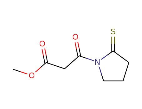 Molecular Structure of 152325-45-6 (1-Pyrrolidinepropanoic  acid,  -bta--oxo-2-thioxo-,  methyl  ester)