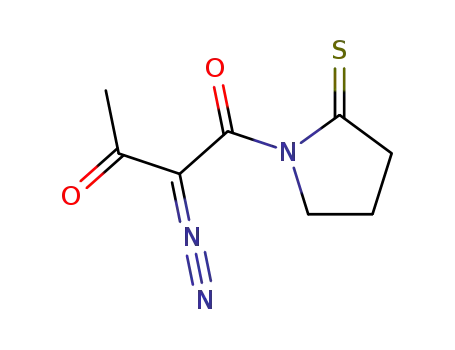 Molecular Structure of 148902-19-6 (2-Pyrrolidinethione,  1-(2-diazo-1,3-dioxobutyl)-  (9CI))