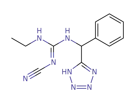 Molecular Structure of 95899-19-7 (Guanidine, N-cyano-N'-ethyl-N''-(phenyl-1H-tetrazol-5-ylmethyl)-)