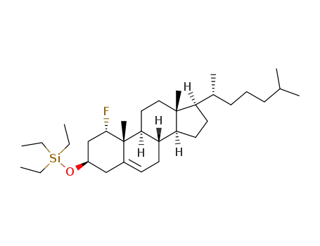Molecular Structure of 95667-59-7 ([(1S,3R,8S,9S,10R,13R,14S,17R)-17-((R)-1,5-Dimethyl-hexyl)-1-fluoro-10,13-dimethyl-2,3,4,7,8,9,10,11,12,13,14,15,16,17-tetradecahydro-1H-cyclopenta[a]phenanthren-3-yloxy]-triethyl-silane)