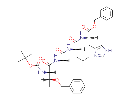 Molecular Structure of 119155-07-6 ((S)-2-{(S)-2-[(S)-2-((2S,3R)-3-Benzyloxy-2-tert-butoxycarbonylamino-butyrylamino)-propionylamino]-4-methyl-pentanoylamino}-3-(1H-imidazol-4-yl)-propionic acid benzyl ester)
