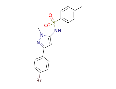 Molecular Structure of 126418-05-1 (N-[5-(4-Bromo-phenyl)-2-methyl-2H-pyrazol-3-yl]-4-methyl-benzenesulfonamide)