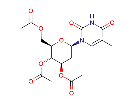 Molecular Structure of 459448-61-4 (1-(2-deoxy-3,4,6-tri-O-acetyl-β-D-arabino-hexopyranosyl)thymine)