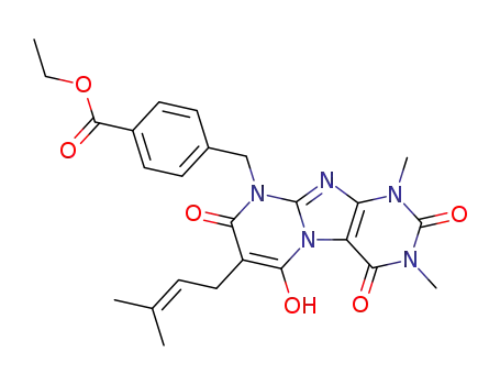 4-[5-Hydroxy-1,3-dimethyl-6-(3-methyl-but-2-enyl)-2,4,7-trioxo-1,2,3,4-tetrahydro-7H-1,3,4b,8,9-pentaaza-fluoren-8-ylmethyl]-benzoic acid ethyl ester