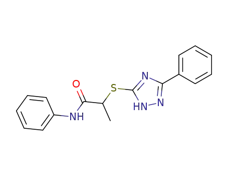 Molecular Structure of 88743-62-8 (Propanamide, N-phenyl-2-[(5-phenyl-1H-1,2,4-triazol-3-yl)thio]-)