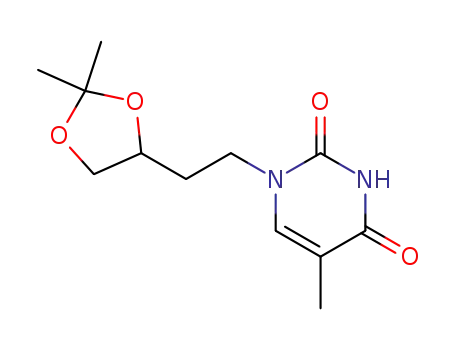Molecular Structure of 471256-49-2 ((RS)-1-[2-(2,2-dimethyl-[1,3]dioxolan-4-yl)ethyl]thymine)