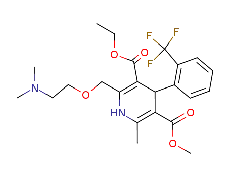 Molecular Structure of 103069-26-7 (2-(2-Dimethylamino-ethoxymethyl)-6-methyl-4-(2-trifluoromethyl-phenyl)-1,4-dihydro-pyridine-3,5-dicarboxylic acid 3-ethyl ester 5-methyl ester)