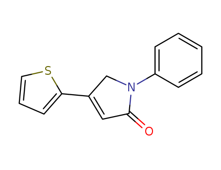 Molecular Structure of 143704-89-6 (2H-Pyrrol-2-one, 1,5-dihydro-1-phenyl-4-(2-thienyl)-)