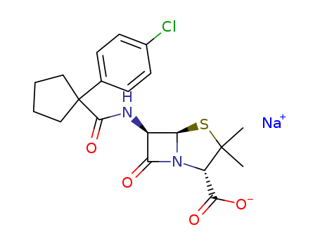 Sodium; (2S,5R,6R)-6-{[1-(4-chloro-phenyl)-cyclopentanecarbonyl]-amino}-3,3-dimethyl-7-oxo-4-thia-1-aza-bicyclo[3.2.0]heptane-2-carboxylate