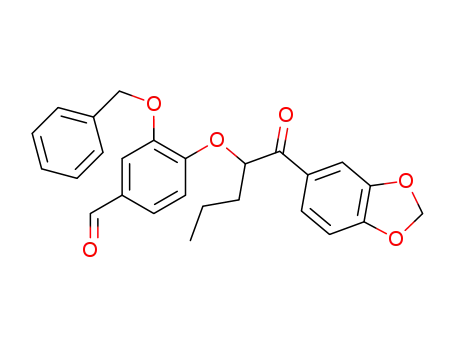 Molecular Structure of 146721-08-6 ((+/-)-3-Benzyloxy-4-<(1R*)-1-(3,4-methylenedioxybenzoyl)butoxy>benzaldehyde)