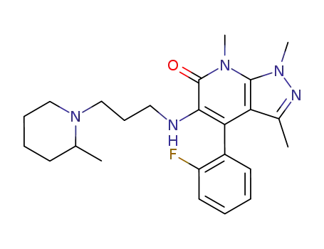 4-(2-Fluoro-phenyl)-1,3,7-trimethyl-5-[3-(2-methyl-piperidin-1-yl)-propylamino]-1,7-dihydro-pyrazolo[3,4-b]pyridin-6-one