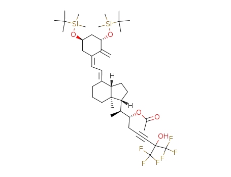Acetic acid (R)-1-((S)-1-{(1R,3aS,7aR)-4-[2-[(3S,5R)-3,5-bis-(tert-butyl-dimethyl-silanyloxy)-2-methylene-cyclohex-(Z)-ylidene]-eth-(E)-ylidene]-7a-methyl-octahydro-inden-1-yl}-ethyl)-6,6,6-trifluoro-5-hydroxy-5-trifluoromethyl-hex-3-ynyl ester