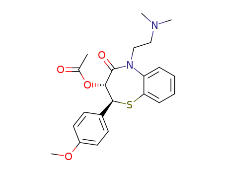 Molecular Structure of 111188-70-6 (1,5-Benzothiazepin-4(5H)-one, 3-(acetyloxy)-5-[2-(dimethylamino)ethyl]-2,3-dihydro-2-(4-methoxyphenyl)-, (2S-trans)-)