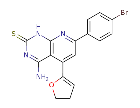Molecular Structure of 328087-64-5 (4-amino-7-(4-bromo-phenyl)-5-furan-2-yl-1<i>H</i>-pyrido[2,3-<i>d</i>]pyrimidine-2-thione)