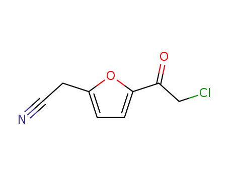 Molecular Structure of 129596-27-6 (2-Furanacetonitrile, 5-(chloroacetyl)- (9CI))